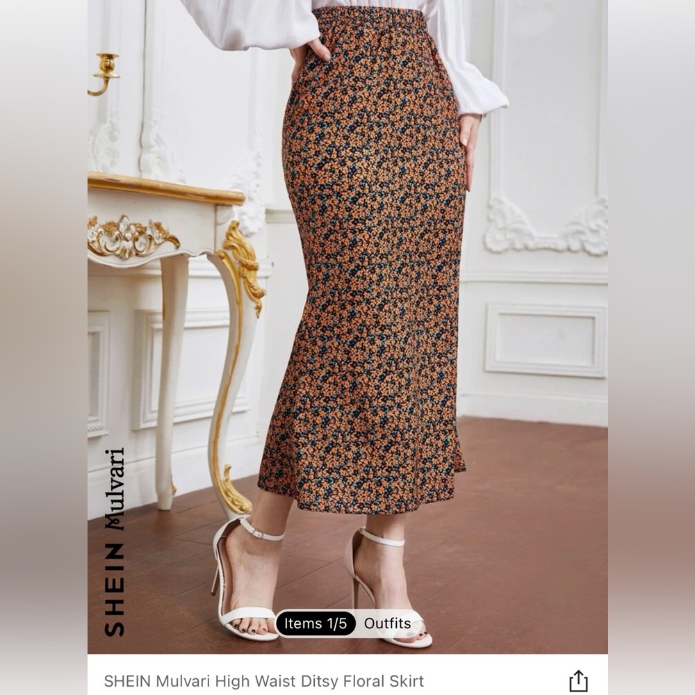 High waist floral skirt